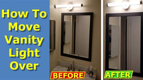 moving a vanity light junction box|off center vanity light fix.